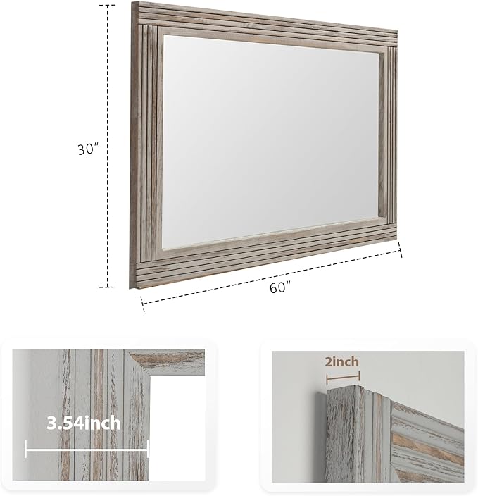 YOSHOOT Hand-Made Wooden Spliced Wall Mirror - Image 4