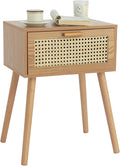 AWASEN Mid Century Nightstand, Rattan Side Table by AWASEN