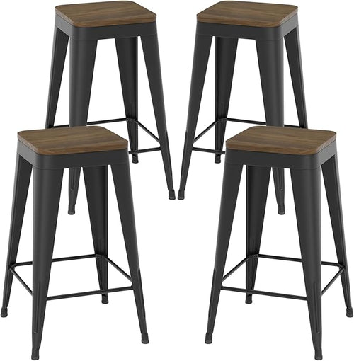 26 inch Backless Bar Stools Set of 4, Indoor Metal Bar Stools by Vinahomar