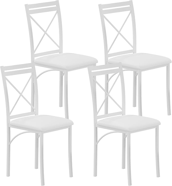 VECELO Metal Dining Chairs Set of 4, Steel Legs and PU Leather Cushion Seats - Image 8