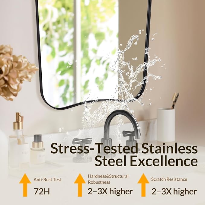 Black Bathroom Mirror, 22x30 Irregular Shaped Mirror - Image 5