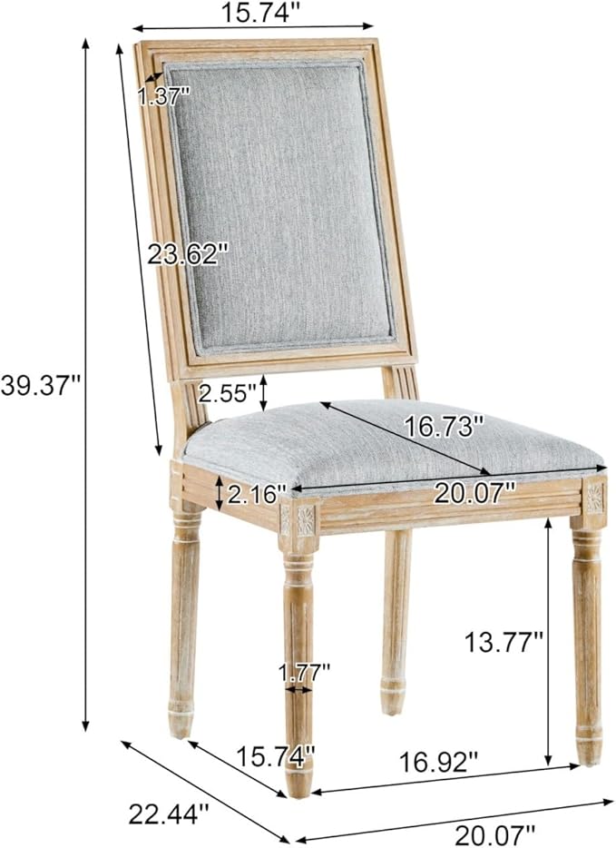 Merax Upholstered Solid Wood Dining Chairs Set of 4, French Country Style - Image 2