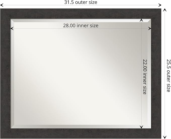 Amanti Art Brown Wall Mirror 26x32 Rustic Plank Espresso Narrow Rectangle - Image 4
