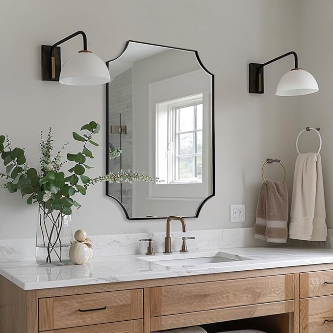ANDY STAR Matte Black Bathroom Mirror, 22x30'' Scalloped Mirror - Image 7
