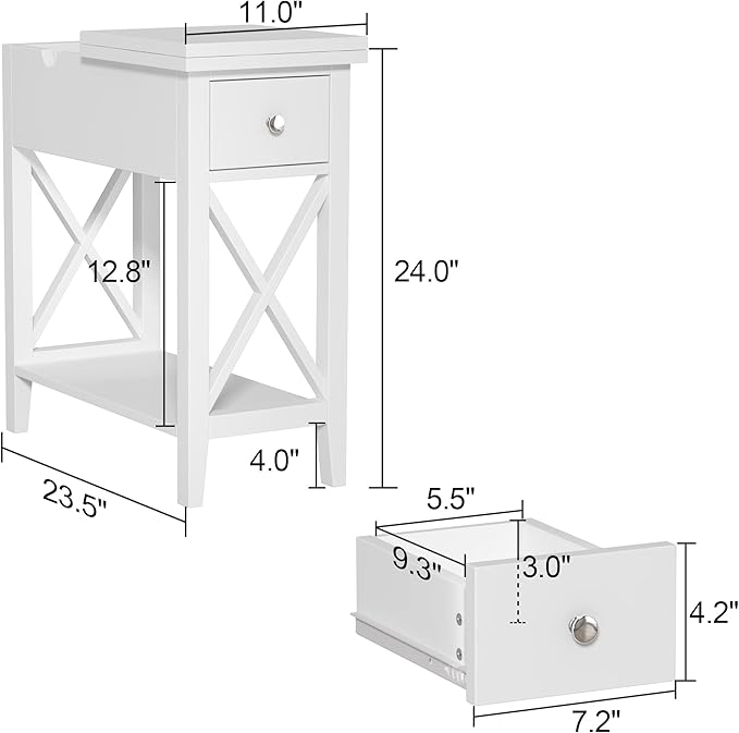 ChooChoo End Table, MDF Material Flip Top Narrow End Table - Image 3