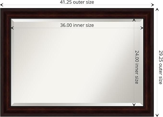 Amanti Art Brown Wall Mirror 29x41 Coffee Bean Brown Rectangle Bathroom Mirror - Image 4