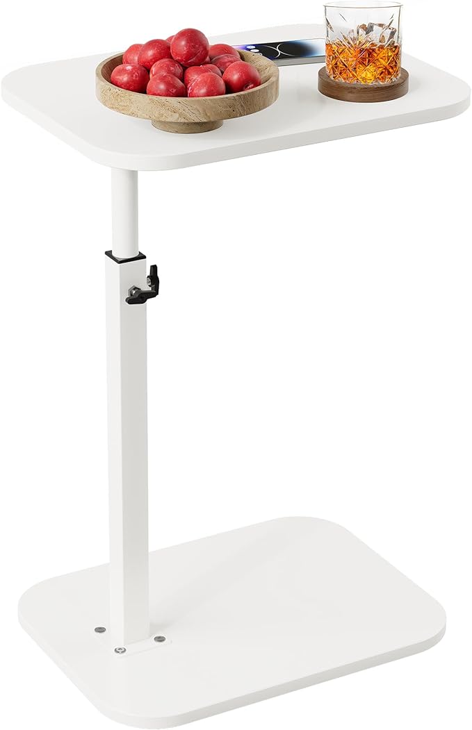 C Shaped End Table for Couch, Adjustable Height Couch Side Table, Horizontal by YFGNOEMI