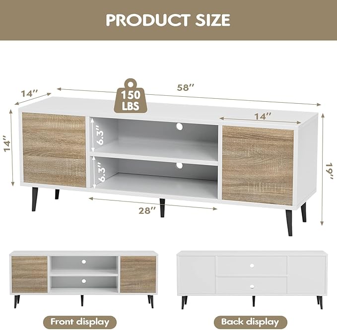 YESHOMY Modern TV Stand for 65" Television, Entertainment Center - Image 5