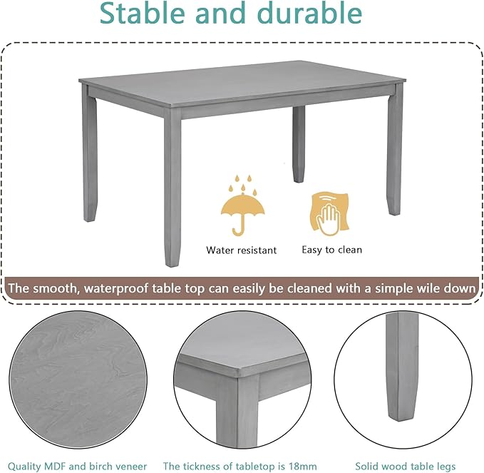 KEIKI 6-Piece Standard Height Dining Table Set - Image 5