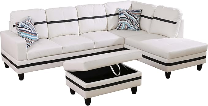 Couches for Living Room PU Leather L Shaped Couch Comfy 3 Pieces Sectional Sofa - Image 3