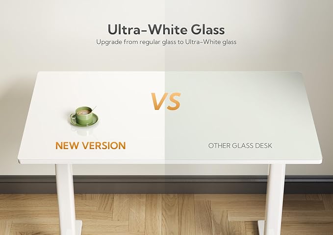 Claiks Glass Standing Desk, 40x24 Inch Small White Stand Up Desk Electric - Image 5