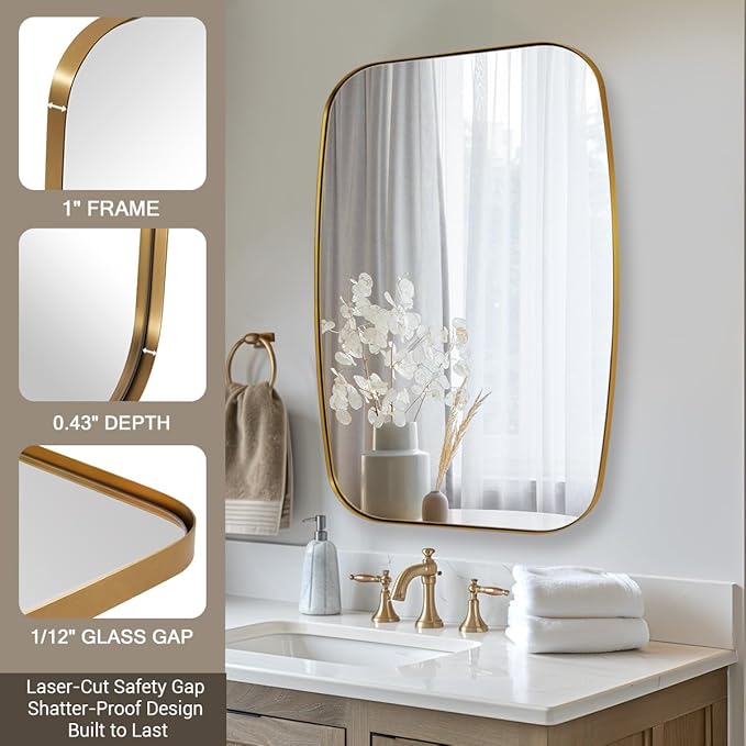 ANDY STAR Gold Oblong Mirror, 36x48 Inch Gold Oval Mirror - Image 4