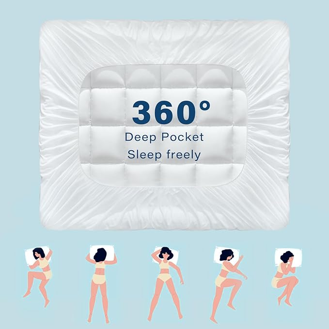 Anluoer California King Mattress Topper, Memory Foam Pillow Top Mattress Topper - Image 6