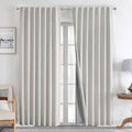 Joydeco Natural Linen Curtains 96 inch Length 2 Panels Set Burg 100% Blackout by JOYDECO