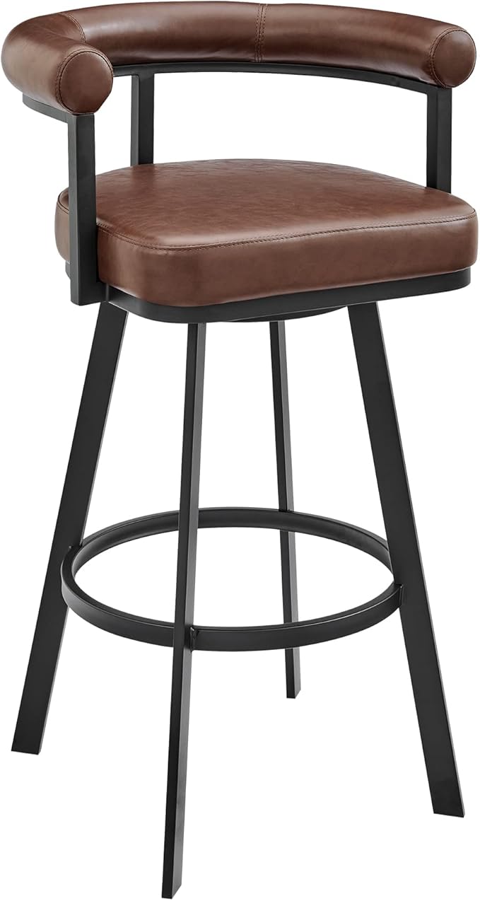 Armen Living Magnolia Swivel Bar Stool in Black Metal by ArmenLiving