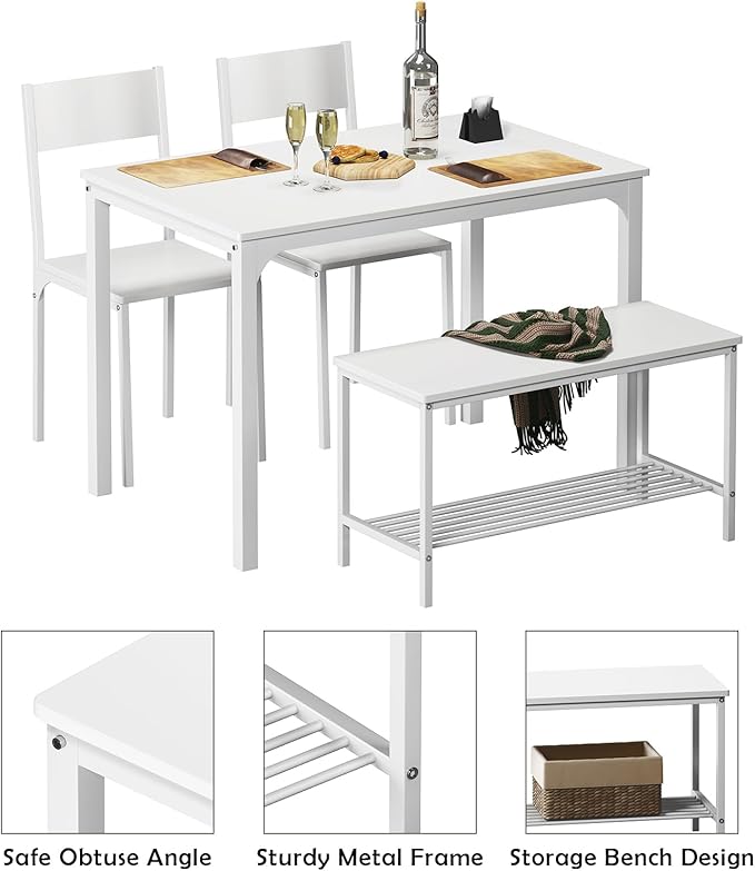 soges 4 Person Dining Table Set, 43.3 inch Kitchen Table Set - Image 6