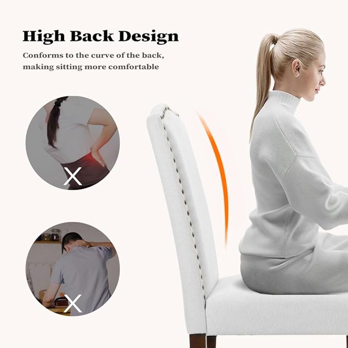 Kitchen Chairs Set of 2 Modern Upholstered Fabric Seat - Image 5