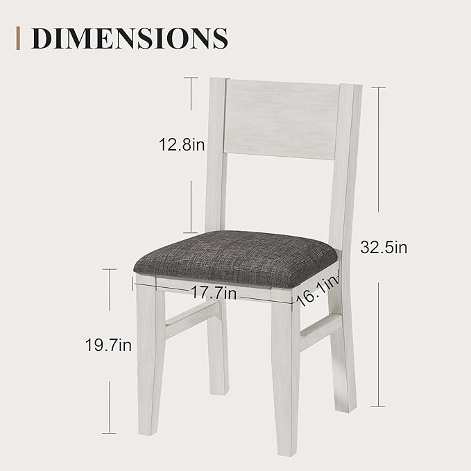 Solid Wood Dining Chairs Set of 2, Farmhouse Kitchen Chairs - Image 3