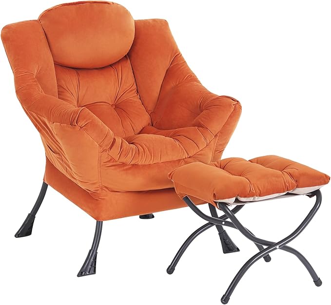 Lazy Chair with Ottoman, Modern Accent Chair Contemporary Lounge Leisure Sofa by SESHINELL