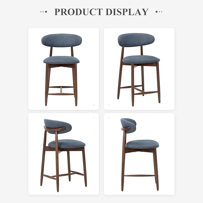COLAMY Mid Century Modern Bar Stools Set of 4, Counter Height, 25 Inch - Image 8