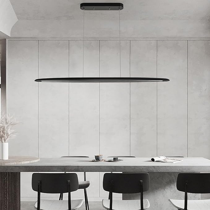 51" Wood Linear Pendant Light Black Linear Pendant Dinning Room Hanging Lights - Image 6