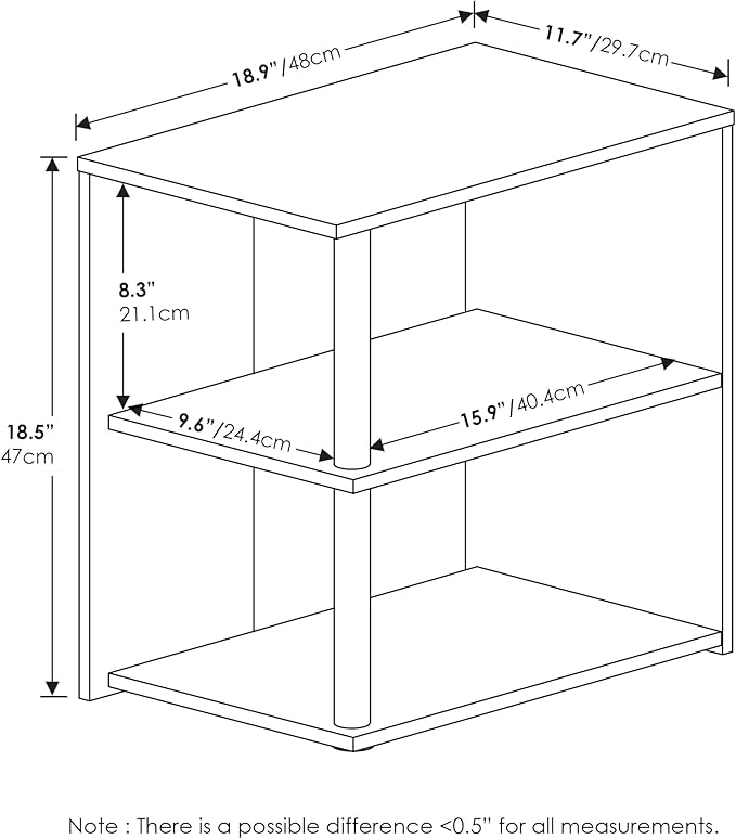 Furinno Romain 2-Tier End Table, Espresso/Black - Image 3