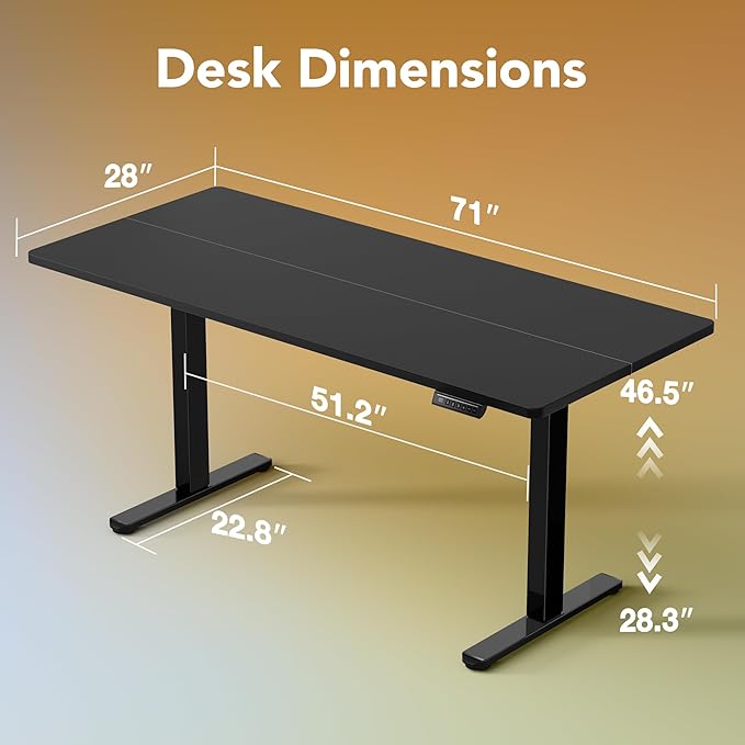 HUANUO 71 x 30 inch Electric Standing Desk Adjustable Height, 4 Memory Height - Image 2