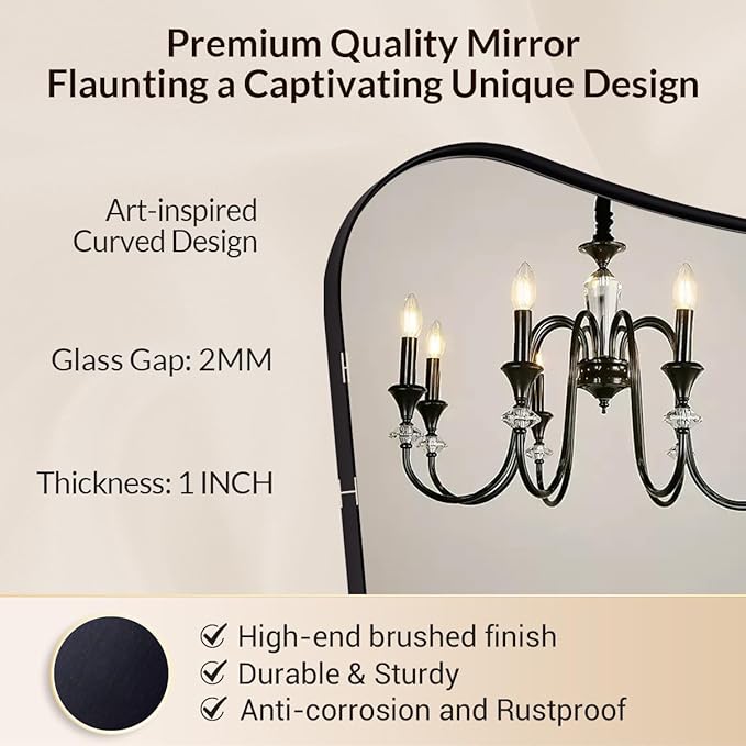 Black Bathroom Vanity Mirrors, 24 x 32 Irregular Wall Mirror - Image 4