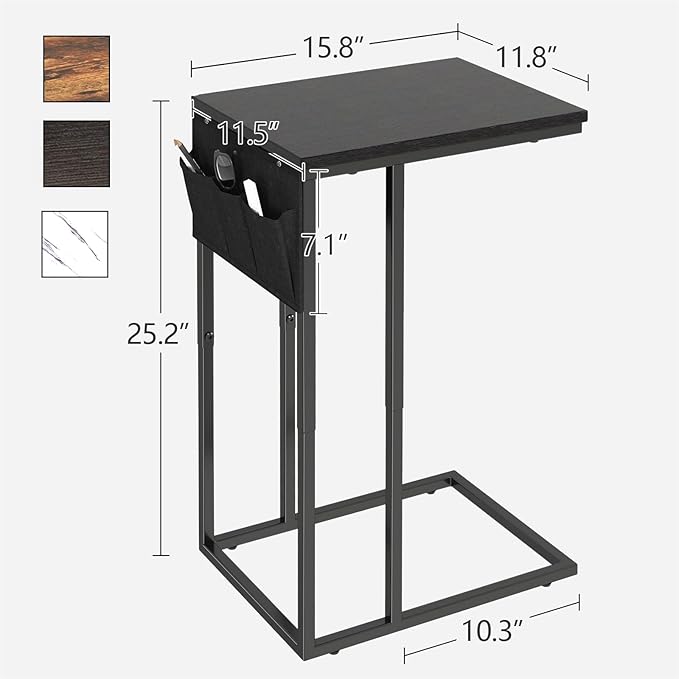 C Shaped End Table for Couch, Small Couch Side Table for Sofa, C Side Table - Image 3