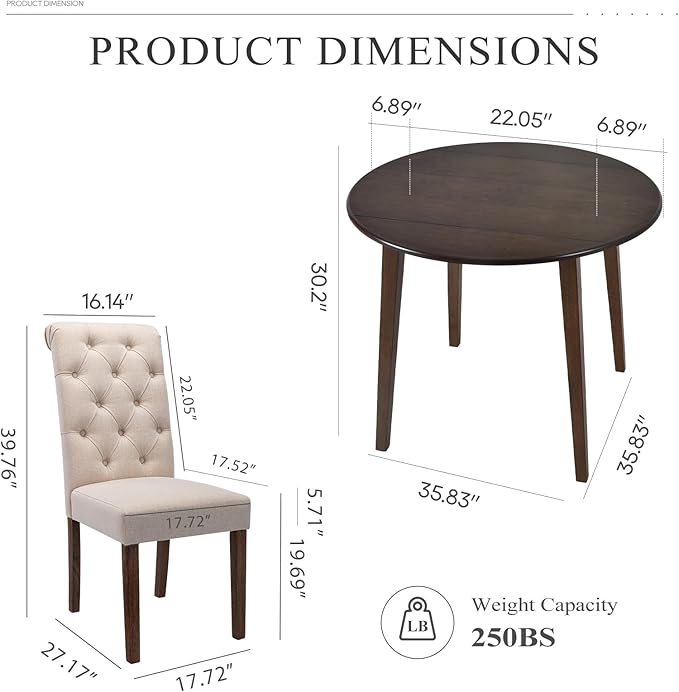 COLAMY 5-Piece Extendable Dining Table Set - Image 2