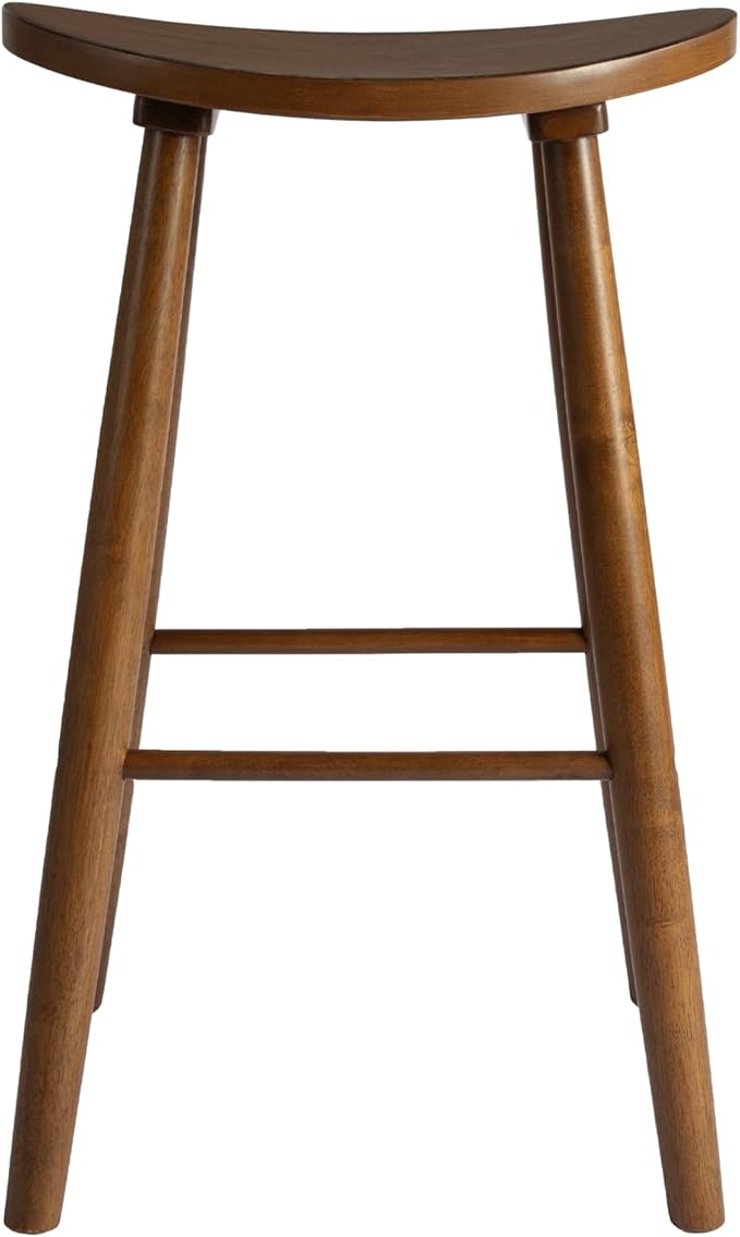 Nora 30" Backless Bar Stool, Saddle Seat Design, Solid Rubber Wood Frame - Image 10