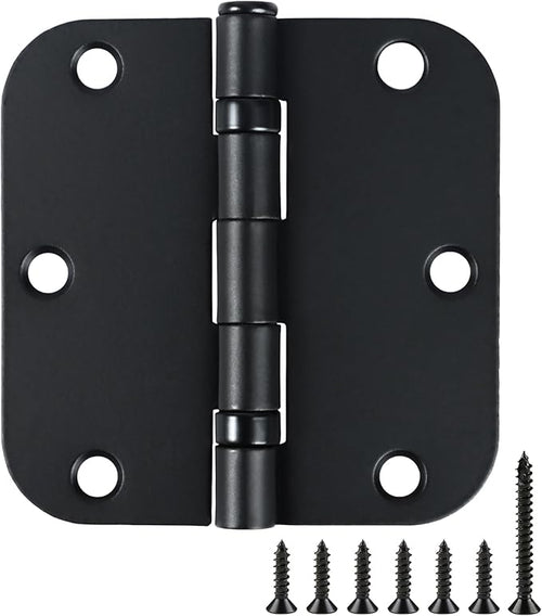 24 Pack Ball Bearing Door Hinges Matte Black 3.5 Inch 5/8"Radius Rounded Squeak by TDCHINGES