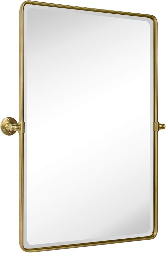 TEHOME 20x30'' Pivot Rectangle Bathroom Vanity Mirror Brushed Gold Rounded - Image 2