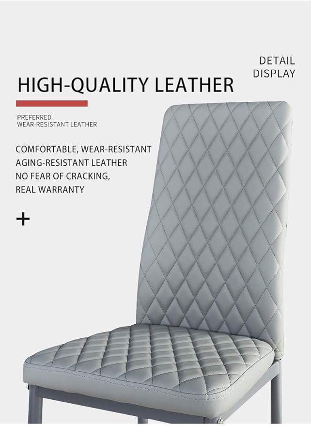 JT Modern Minimalist Dining Chair Fireproof Leather Sprayed Metal Pipe Diamond - Image 6