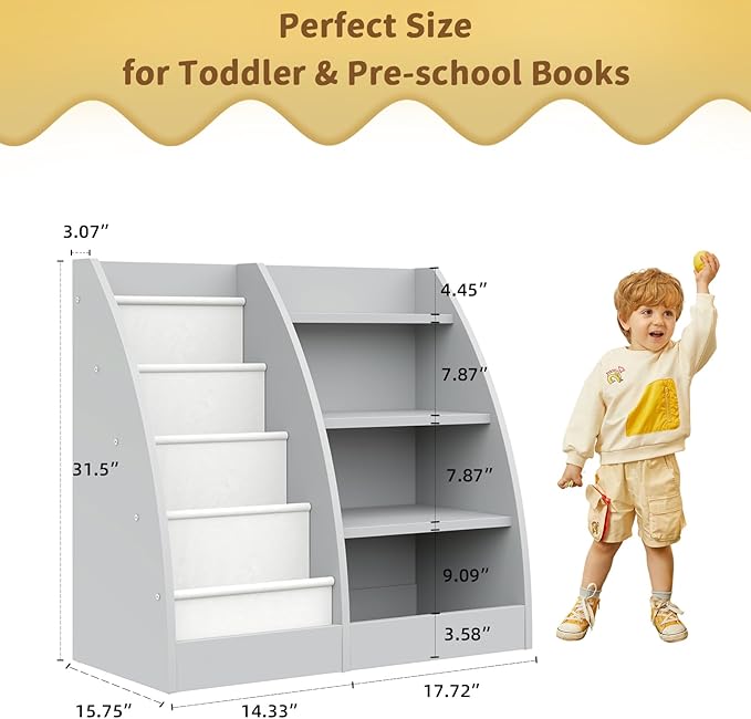 4 Tier Kids Bookshelf, 4 Layer Sling Kids Book Shelf - Image 4