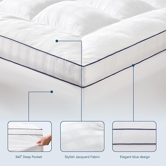 ELEMUSE Twin Cooling Mattress Topper, Extra Thick 1300gsm Mattress Pad - Image 5