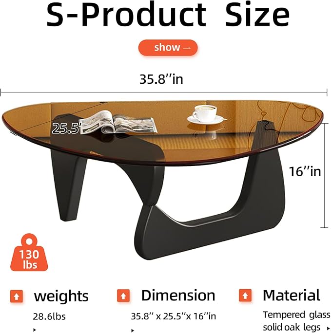 Mid Century Modern Glass Coffee Table, Small Coffee Table - Image 2