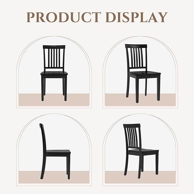 COLAMY Wooden Dining Chairs Set of 4, Solid Rubberwood Kitchen & Dining Room - Image 9