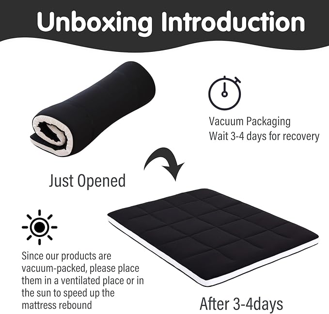 Tiita Floor Mattress Memory Foam Mattress Topper, Portable Roll Up Travel Car - Image 6