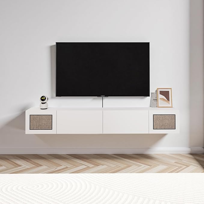 Pmnianhua Boho Floating TV Stand 55", Modern Wall Mounted Media Console - Image 3