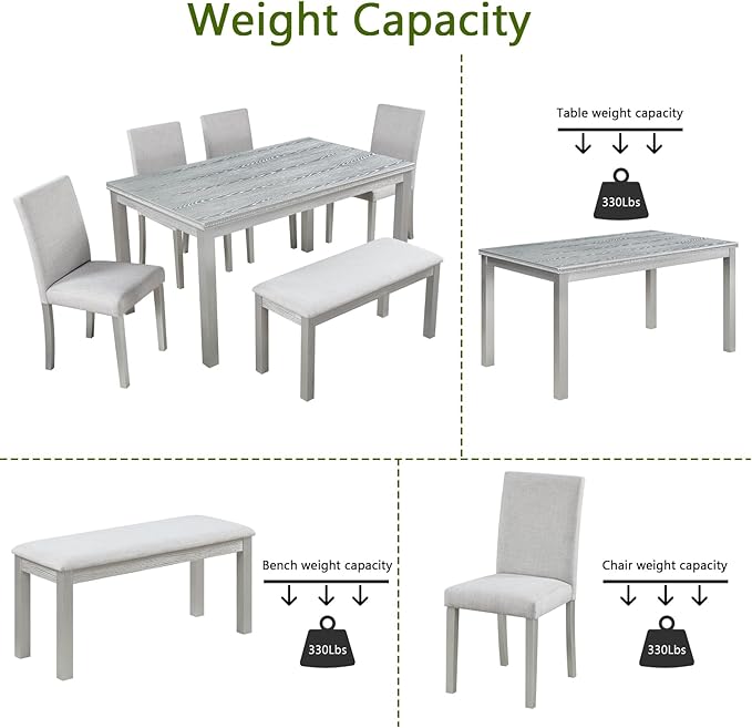Ball & Cast 6 Piece Dining Table Set, Kitchen Table Set - Image 8