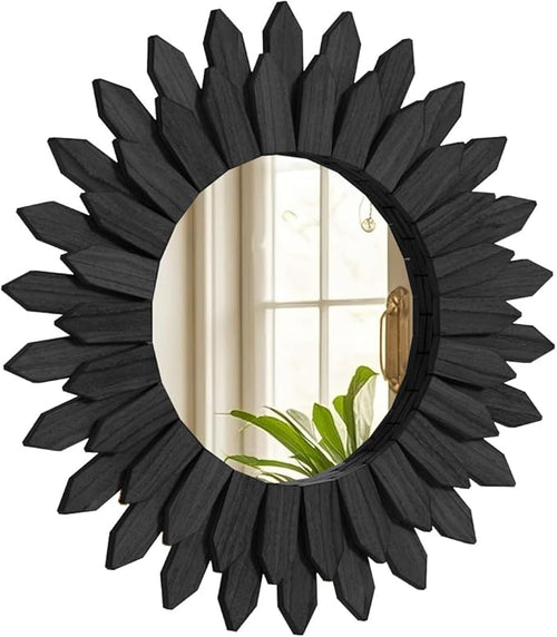 20 Inch Black Boho Wall Decor Sunburst Mirror by Unknown