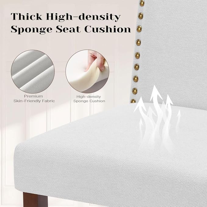 Kitchen Chairs Set of 4 Modern Upholstered Fabric Seat - Image 4
