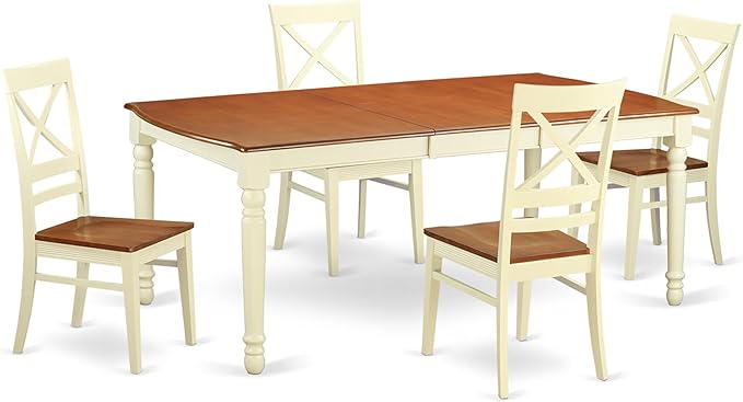 East West Furniture DOQU5-WHI-W 5 Piece Dining Room Table Set Includes a by EastWestFurniture