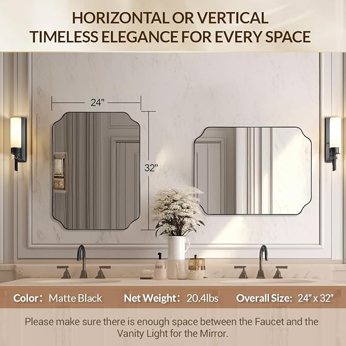 Scalloped Mirror, Matte Black Mirror - Image 2