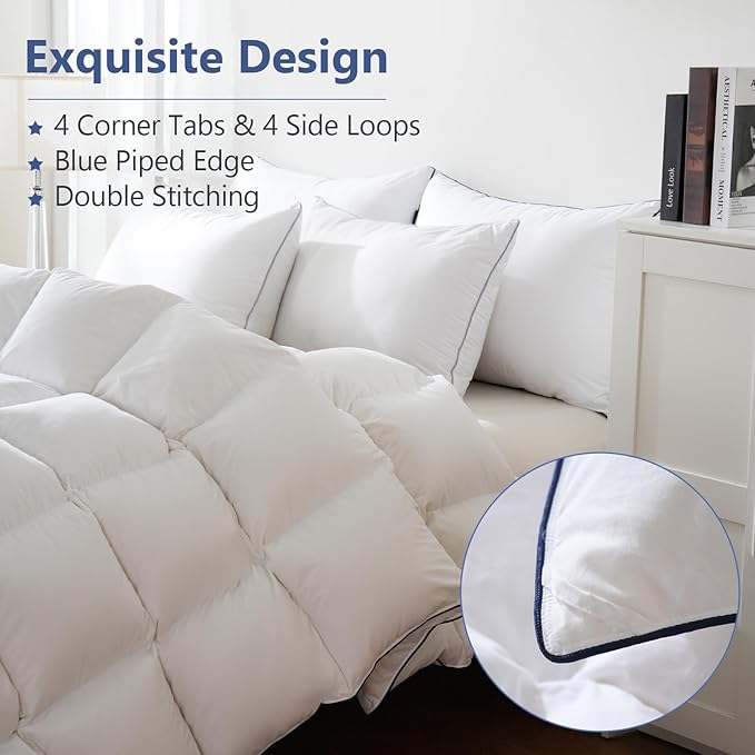 DOWNCOOL Feather Comforter California King, All Season Luxurious Hotel Bed - Image 8
