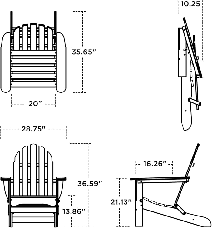 POLYWOOD AD5030LI Classic Folding Adirondack Chair, 29W x 35D x 34H - Image 3