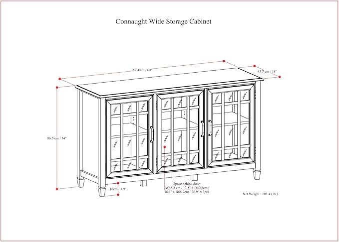 SIMPLIHOME Connaught Solid Wood 60 inch Wide Traditional Wide Storage Cabinet - Image 3