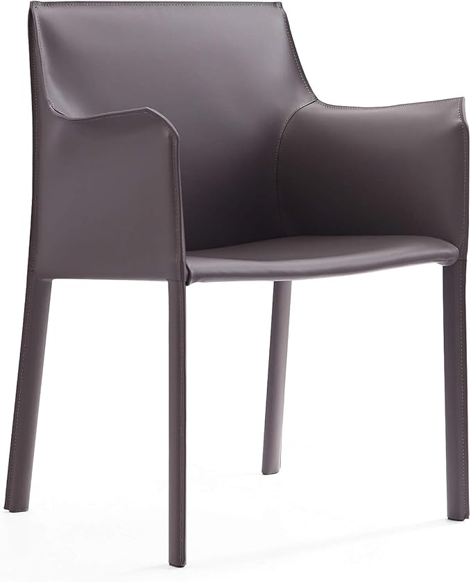 Manhattan Comfort Paris Modern Saddle Leather Dining Chairs, Metal Frame - Image 8