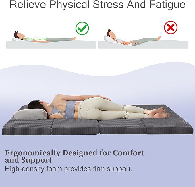 MeMoreCool Folding Foam Futon Mattress Queen, Foldable Japanese Floor Mattress - Image 5
